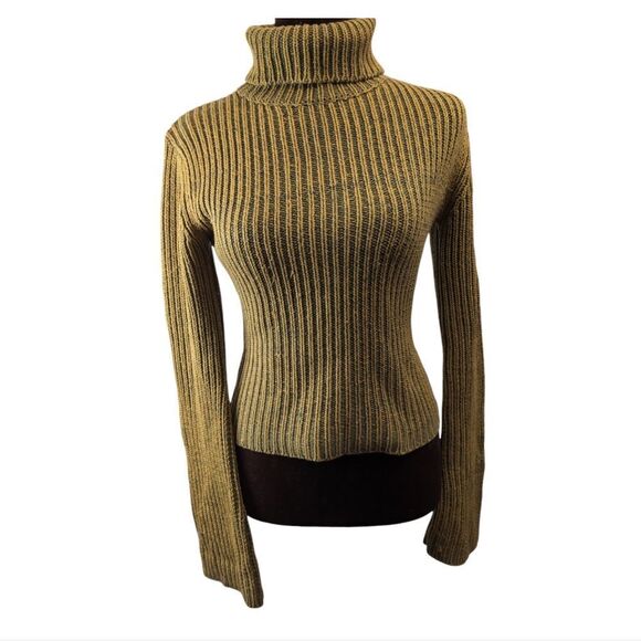 Nwot Anthropologie ICHI Mustard green bell -sleeved cropped turtleneck size S - Picture 6 of 6